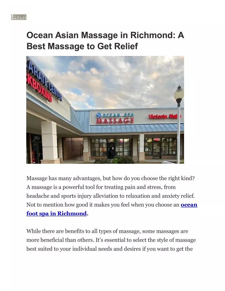 ocean asian massage in richmond a best massage