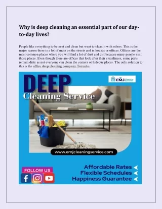 Why is deep cleaning an essential part of our day-to-day lives?