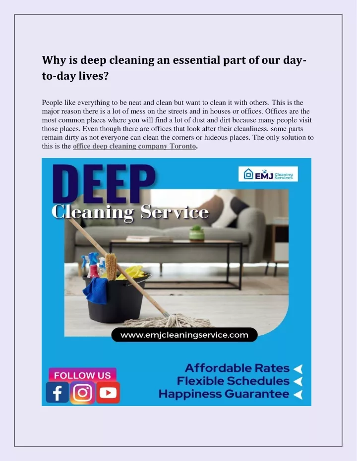 why is deep cleaning an essential part