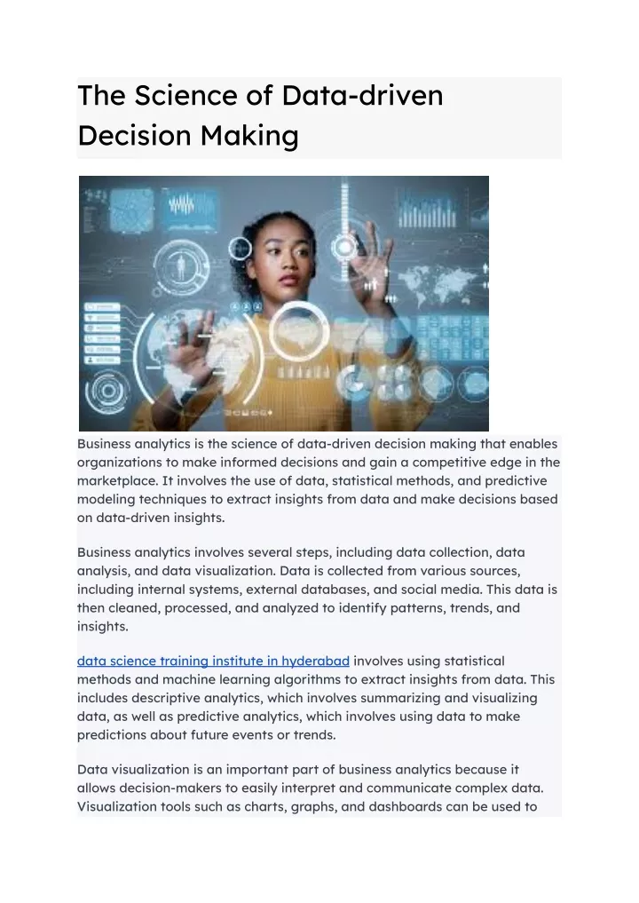 the science of data driven decision making