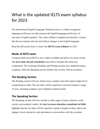 What is the updated IELTS exam syllabus for 2023