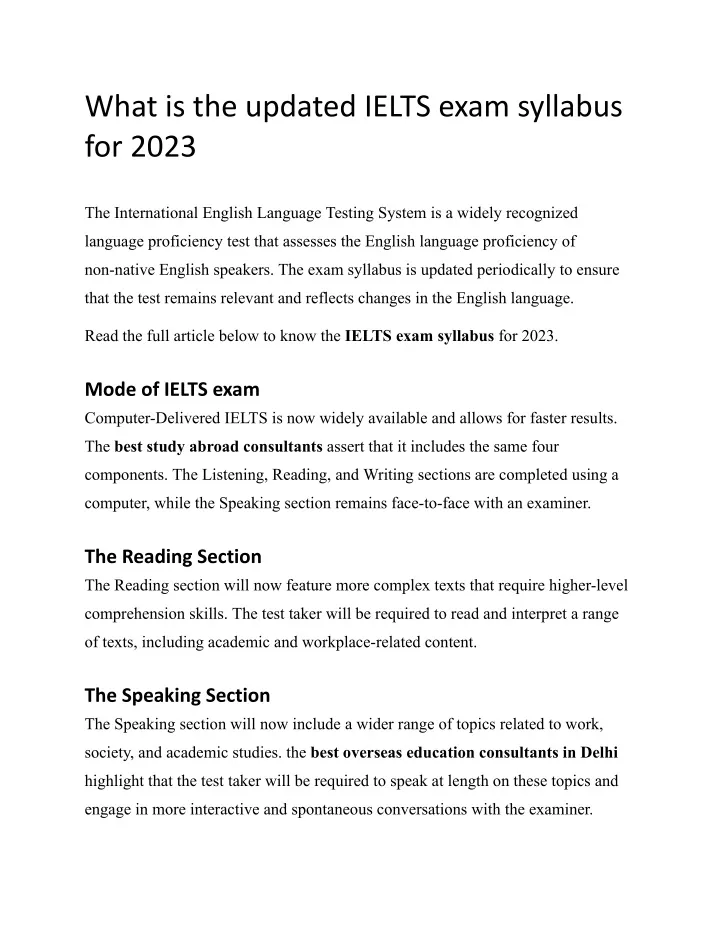 PPT - What Is The Updated IELTS Exam Syllabus For 2023 PowerPoint ...