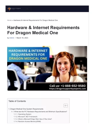 hardware and internet requirements for Dragon Medical One