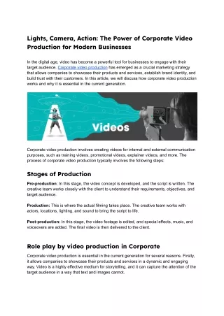 Lights, Camera, Action_ The Power of Corporate Video Production for Modern Businesses