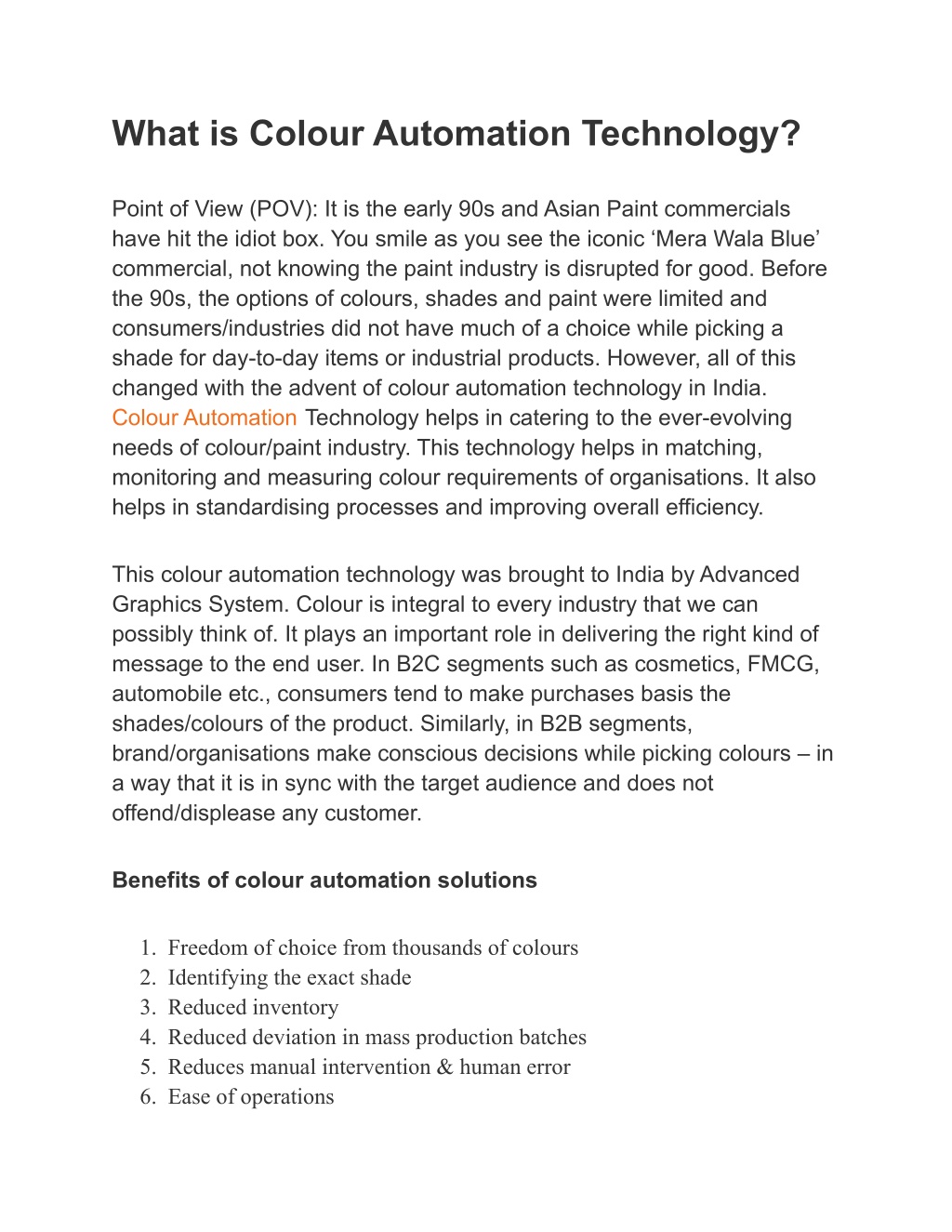 PPT - What is Colour Automation Technology - AGS India PowerPoint ...