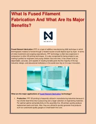 what is fused filament fabrication and what