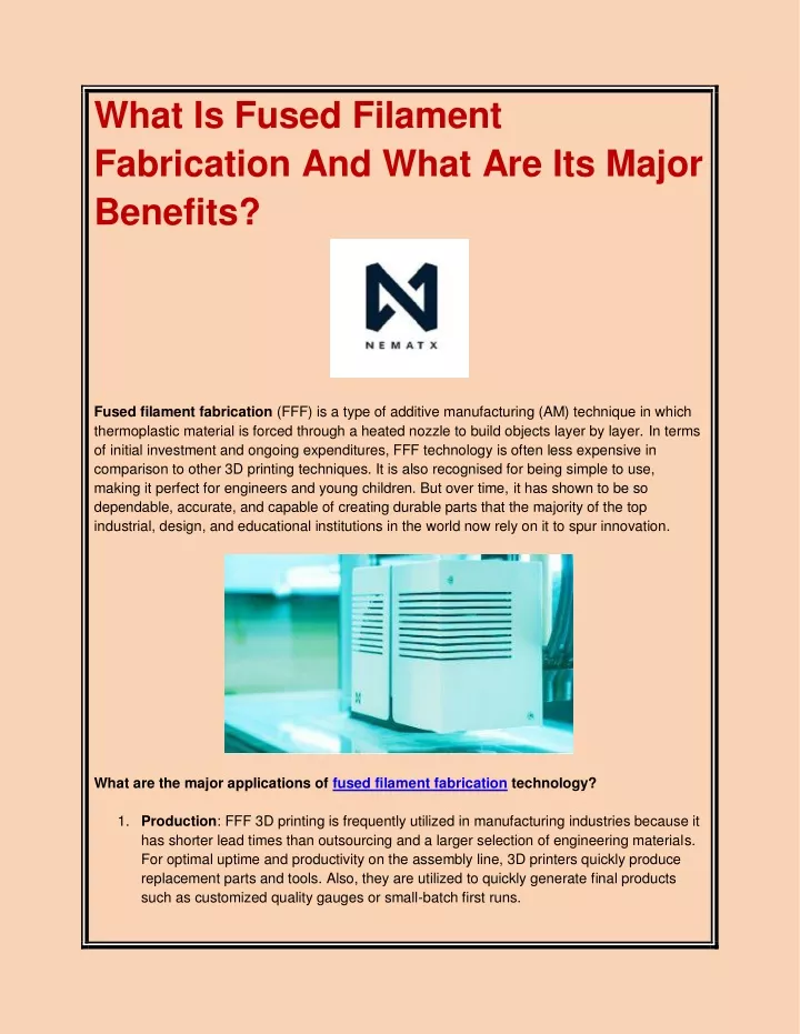 what is fused filament fabrication and what