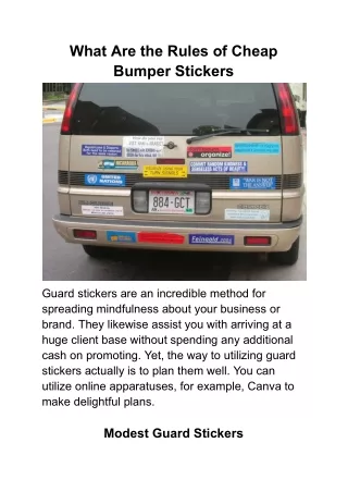 what are the rules of cheap bumper stickers