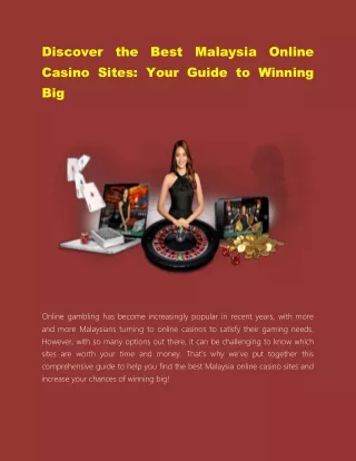 Can I play online casino in Malaysia