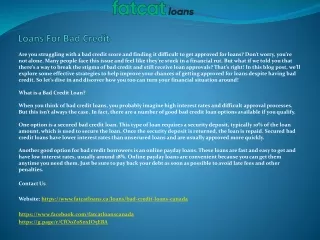 loans for bad credit