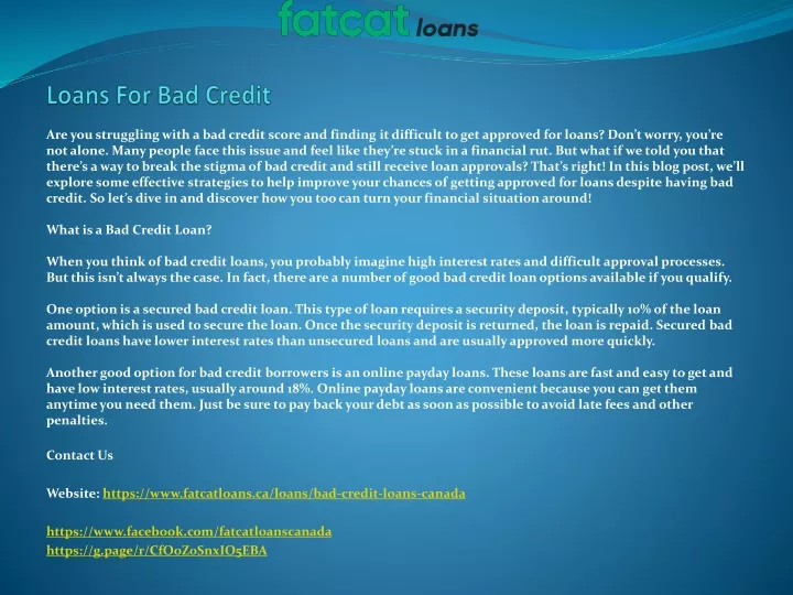 loans for bad credit