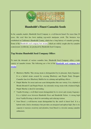 Humboldt's Finest Cannabis Seeds
