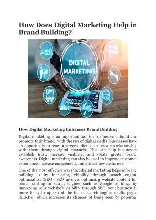 how does digital marketing help in brand building