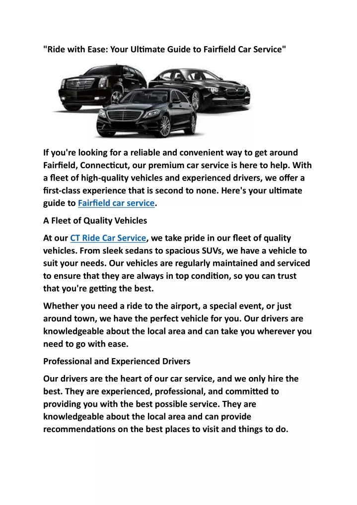 PPT "Ride with Ease Your Ultimate Guide to Fairfield Car Service