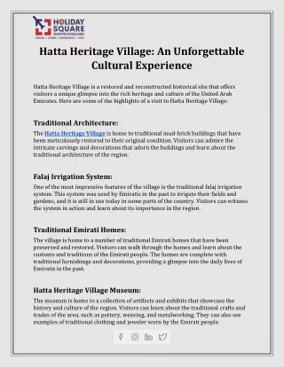 Hatta Heritage Village: An Unforgettable Cultural Experience