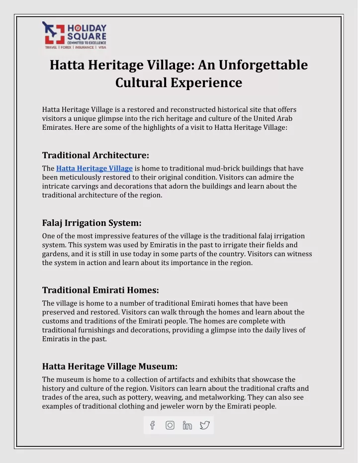 hatta heritage village an unforgettable cultural