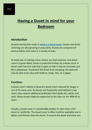 Having a Duvet in mind for your Bedroom