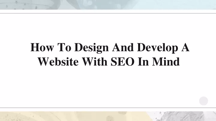 how to design and develop a website with seo in mind