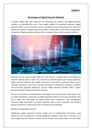 advantages of digital payment methods