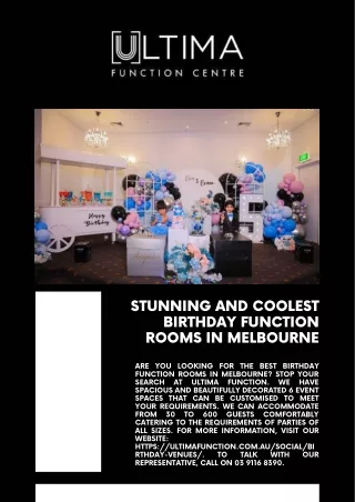 Stunning and Coolest Birthday Function Rooms in Melbourne