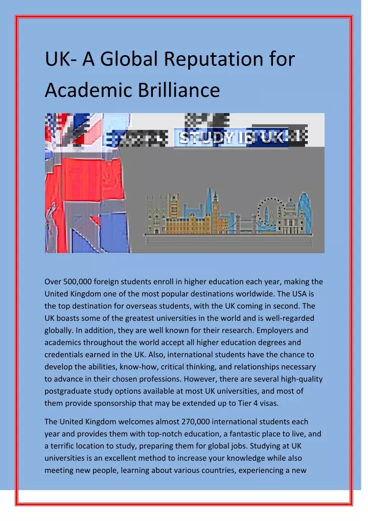 uk a global reputation for academic brilliance