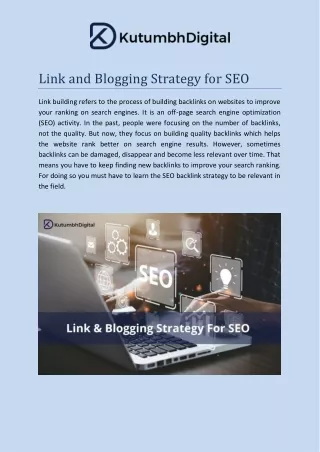 Link and Blogging Strategy for SEO