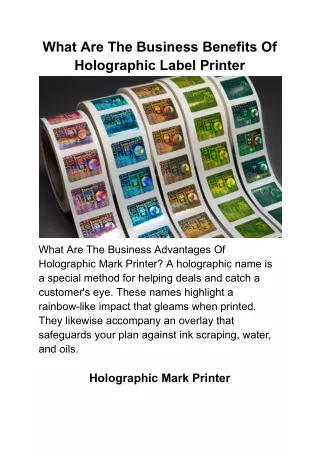 what are the business benefits of holographic