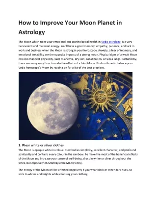 How to Improve Your Moon Planet in Astrology