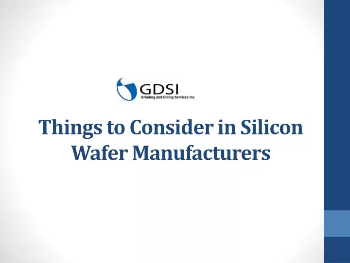 things to consider in silicon wafer manufacturers