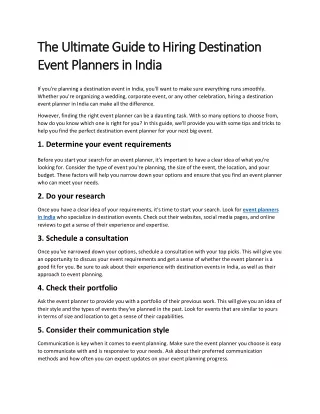 Expert Tips for Hiring Destination Event Planners in India