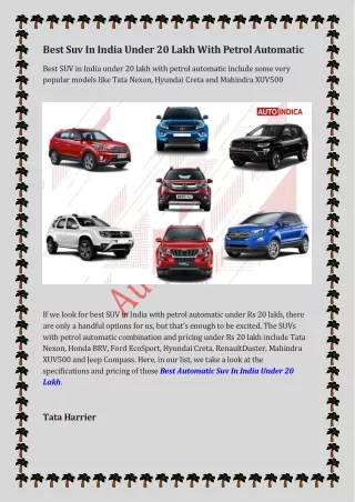 best suv in india under 20 lakh with petrol