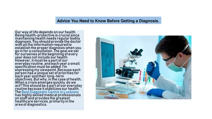 advice you need to know before getting a diagnosis
