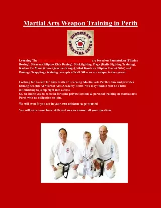 Martial Arts Weapon Training in Perth