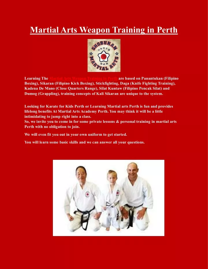 martial arts weapon training in perth