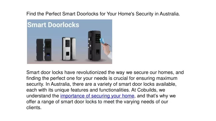 find the perfect smart doorlocks for your home