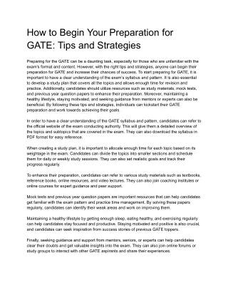 how to begin your preparation for gate tips
