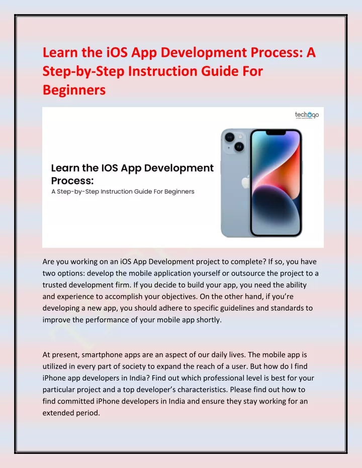 learn the ios app development process a step