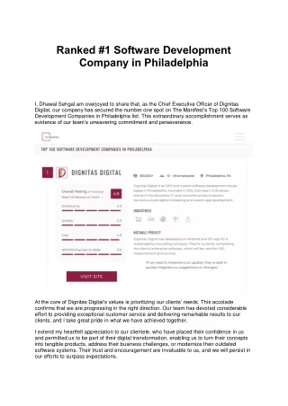 Ranked #1 Software Development Company in Philadelphia | Dignitas Digital