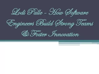 lodi palle how software engineers build strong teams foster innovation