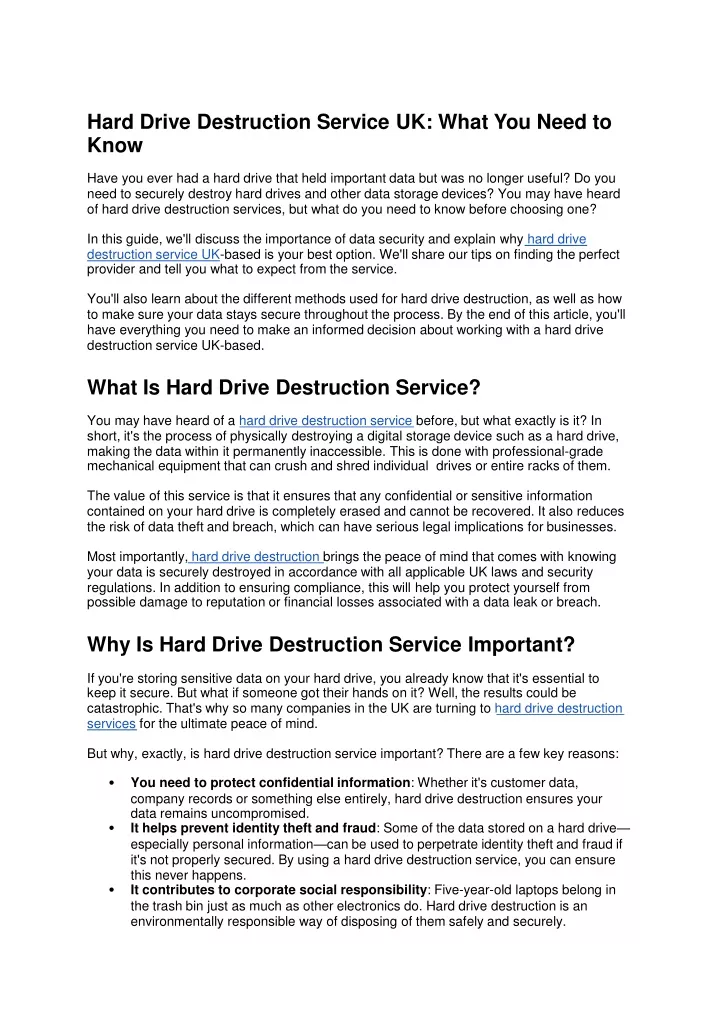 hard drive destruction service uk what you need to