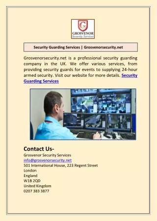 Security Guarding Services | Grosvenorsecurity.net