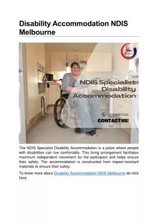 Disability Accommodation NDIS Melbourne
