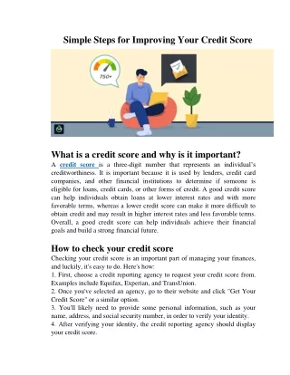 Simple Steps for Improving Your Credit Score