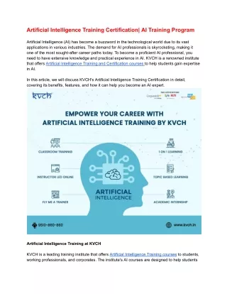 Artificial Intelligence Training Certification| AI Training Program