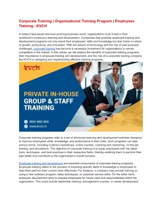 Corporate Training | Organizational Training Program | Employees Training - KVCH