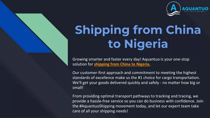 shipping from china to nigeria