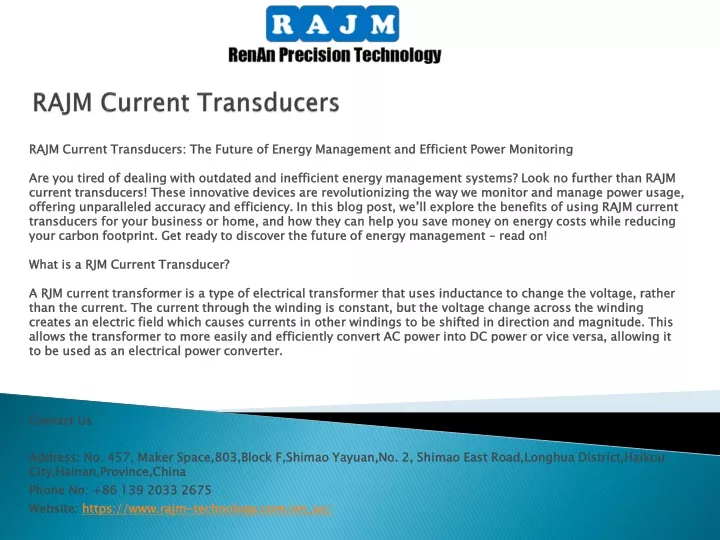 rajm current transducers