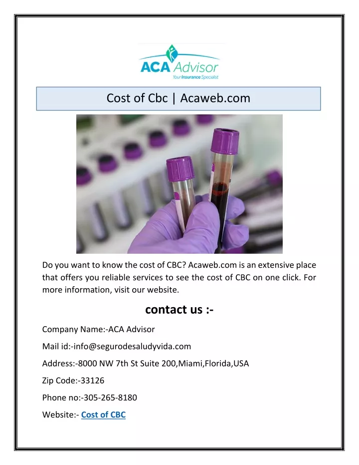 cost of cbc acaweb com