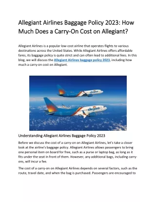 allegiant airlines baggage policy 2023