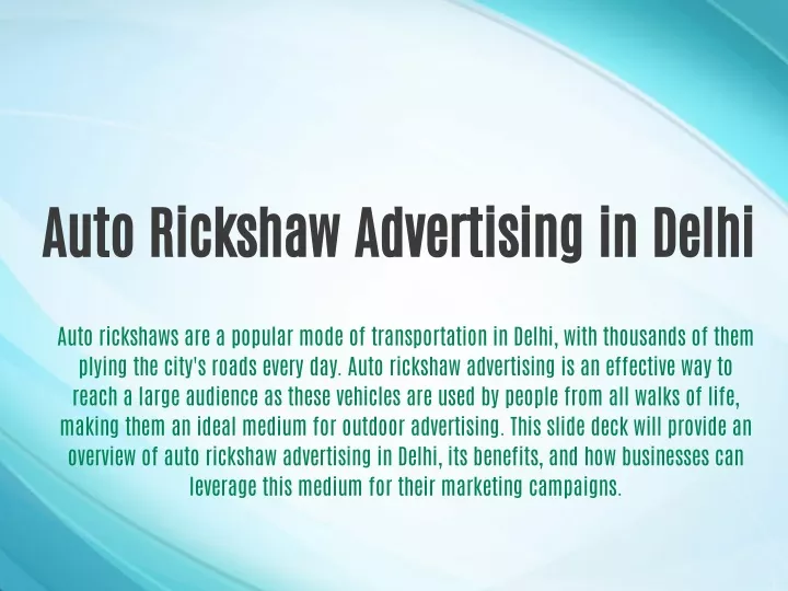 auto rickshaw advertising in delhi